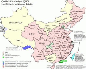 Çin bölgesel haritası, doğu türkistan, tibet